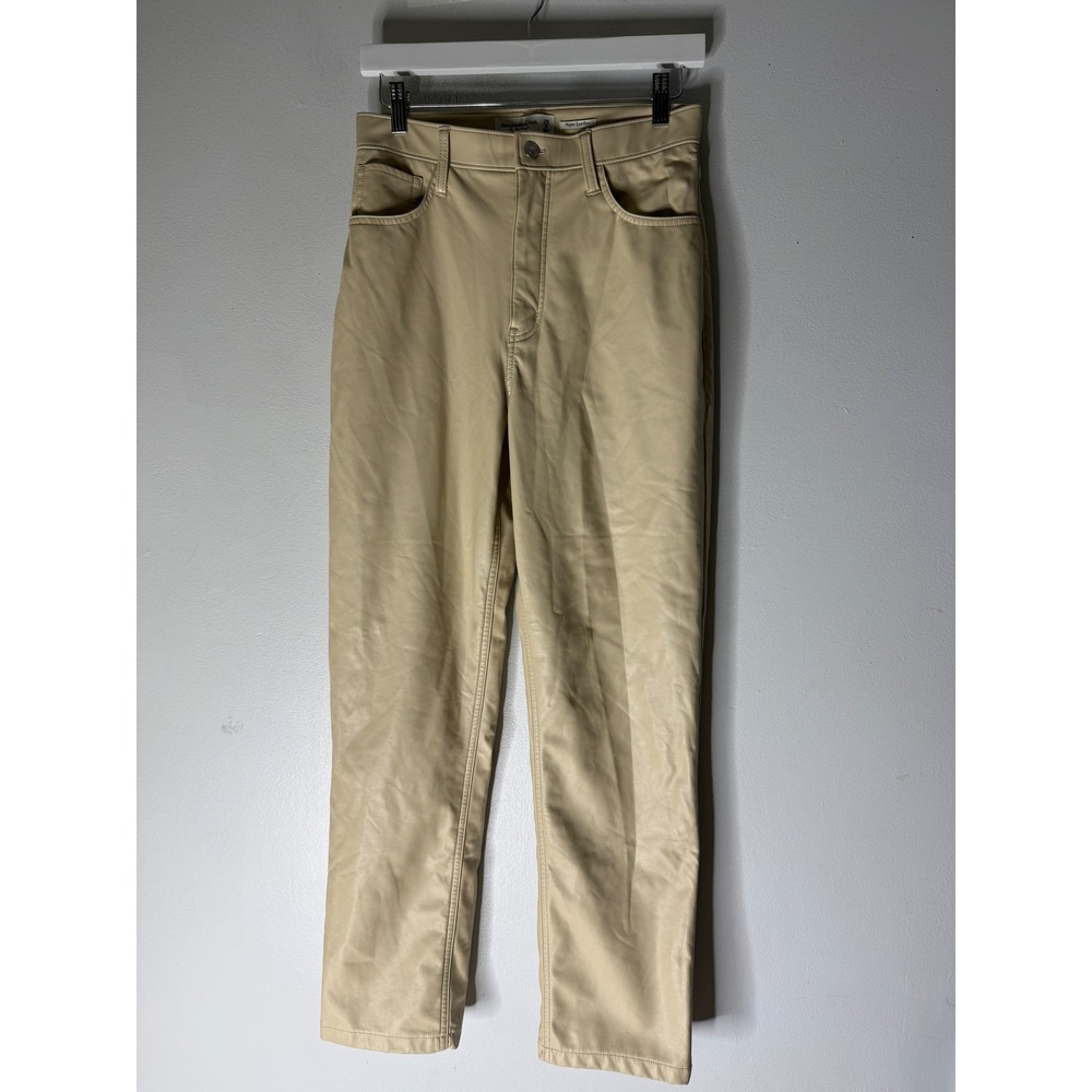 Abercrombie fitch tan the 90s ultra high rise vegan leather pants size 28/6